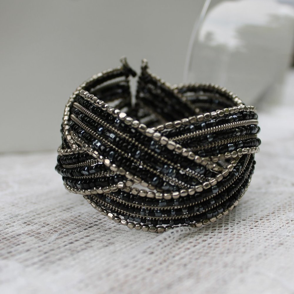 Vintage Black and Silver Cuff Bracelet